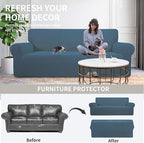 Easy-Going Stretch Chair Sofa Slipcover 1-Piece Couch Sofa Cover Furniture Protector Soft with Elastic Bottom for Kids, Pet. Spandex Jacquard Fabric Small Checks (Chair, Bluestone)
