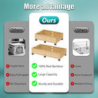 WISUCART Wood Under Bed Storage Containers Underbed Organizer with Wheels Sturdy Wood Rolling Under Bed Shoe Storage Organizer 2 Packs (Nature, Small)