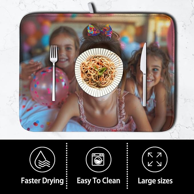 Customized Personalized Image Dish Drying Mat for Dishes 18x24 inch,Custom Any Photo or Text Drying Mat Large Microfiber Dish Drainer Mat Super Absorbent Dish Rack Pad for Coffee Bar Sinks