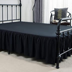 Bed Skirt Full Size Ruffled Bed Skirt with Split Corners, 12 Inch Drop Dust Ruffle Bed Skirt with Platform, Black