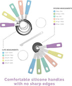 CuttleLab Measuring Cups and Measuring Spoons Set of 14 - Stainless Steel Measuring Cups and Spoons Set, Includes 1/8 Teaspoon Measuring Spoon, 1/8 Cup Measuring Cup, Leveler Dry (14,Cotton Candy)