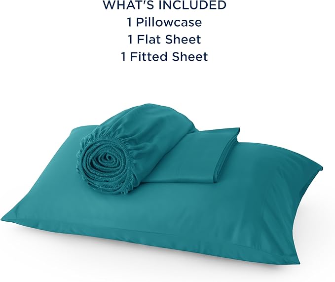 Bedsure Cooling Sheets Twin XL, Rayon Derived from Bamboo, Breathable & Soft Twin XL Sheet Sets, Deep Pocket Up to 16 Inches, Hotel Luxury Silky Dorm Bedding for Hot Sleepers, Turquoise