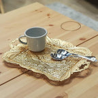 Gold Turkish Coffee Tea Serving Tray Table Home Decor Decorative Handle - Gold Vintage Brass Fancy Rectangle Style Traditional Rustic Bar Outdoor Wedding Arabic Farmhouse Wedding Decor Tray