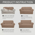 Easy-Going Stretch Oversized Loveseat Slipcover 1-Piece Sofa Cover Furniture Protector Couch Soft with Elastic Bottom for Kids Polyester Spandex Jacquard Fabric Small Checks Camel