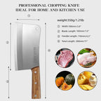 KOFERY 7.3" Carbon Steel Meat Cleaver for Heavy Duty Bone Chopping