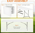 Elevon Folding Table Set with 10 White Folding Chairs,8 Feet Heavy Duty Fold-in-Half Utility Table Sets for Picnic, Event, Training, Outdoor Activities, at Home and Commercial Use