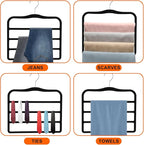 2-Pack Velvet Pants Hangers - Space Saving Multi-Layer Non-Slip Closet Organizers for Jeans, Trousers & Scarves - Ideal Dorm Room Storage Solution for Small Spaces