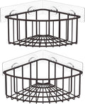 SMARTAKE 2-Pack Corner Shower Caddy Deep Basket Design, SUS304 Stainless Steel, Wall Mounted Bathroom Shelf with Adhesive, Storage Organizer for Toilet, Dorm and Kitchen (Bronze)