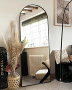 ITSRG Floor Mirror, Full Length Mirror with Stand, Arched Wall Mirror Full Length, Black Floor Mirror Freestanding, Wall Mounted for Bedroom, Black