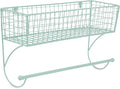 DII Rustic Farmhouse Bathroom Décor, Metal Storage, Large Towel Bar, Aqua