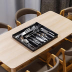 Expandable Silverware Organizers for Kitchen Drawers,Large BPA Free Cutlery Organizer in Drawer,Plastic Utensil Drawer Organizer Suitable as Flatware,Knife,Fork,Spoon,Silverware Holder and Tray,Black