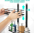 Shower Caddy Hanging, Adjustable Anti-Swing-Over The Shower Head Caddy, 3 Tier Height Bathroom Storage Organizer Bathroom Shelves Basket Rack Shower Caddies (3Tier)