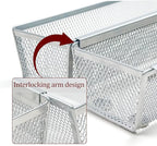 4PCS Drawer Organizer for Kitchen,Utensil Mesh Drawer Organizer with Interlocking Arm for Cosmetic,Flatware,Pen (9 * 3 * 2 Inches,Grey)