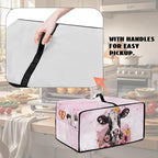 Air Fryer Toaster Oven Dust Cover Washable Fabric Convection Oven Protector with Storage Pockets, L, 18.5 x 22.5 x 13 Inches, Cow Pink Flower Pattern