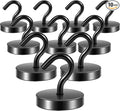 Neosmuk Magnetic Hooks, Cruise Ship Essentials, 120lb+ Heavy Duty Magnetic Hooks for Cruise Cabins, Refrigerator, Grill, Hanging, and Travel | Extra Strong Must-Haves Magnet Hook,Black, Pack of 10