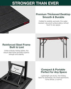 Frylr Small Folding Computer Desk – Portable 43.3 Inch Foldable Laptop Table, Collapsible and Compact for Easy Storage and Fast Setup, Lightweight for Small Spaces, Craft and Study Use, Dark Oak
