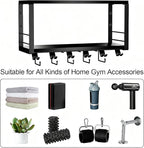 TJ.MOREE 2 Tier Floating Shelf Compatible with Tonal Accessories, T-Bracket Lock Adapters Hanger, Wall Mount Home Gym Storage Rack for Fitness Equipment, Black