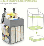 Maliton Changing Table Diaper Organizer - Baby Hanging Diaper Stacker Nursery Caddy Organizer for Cribs Playard Baby Essentials Storage (Gray)