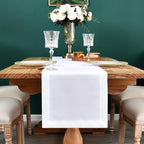 NEWISHER Farmhouse Rustic Table Runner Solid White Rectangular Table Runners Faux Linen Table Runner for Everyday Use Kitchen Dining Party Table 13x48 Inch
