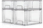 Clear Stackable Acrylic Storage Drawers(4 Pack), Plastic Organizer Bins with Handles, Easy Assembly for Bathroom Kitchen Pantry Cabinet Under Sink Snack Home Storage Solutions