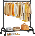 Wiracks Clothes Rack Clothing Rack with Wheels Rolling Clothing Rack for Hanging Clothes Garment Rack Loads 300 LBS for Bedroom, Laundry Room, Retail Store (Black)