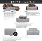 Easy-Going 6 Pieces Recliner Loveseat Stretch Sofa Slipcover Sofa Cover Furniture Protector Couch Soft with Elastic Bottom Kids, Spandex Jacquard Fabric Small Checks Silver Gray