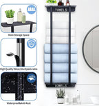 Bathroom Towel Storage Rack,30 Inch Towel Racks for Bathroom Wall Mounted with Shelf Can Holds 8 Large Towels, Metal Wall Towel Rack for Rolled Towels,Folded Towels (Black)