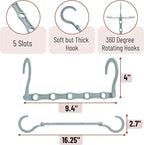 Mr. Pen- Space Saving Hangers for Clothes, 12 pcs, Pastel Horizon Colors, Plastic Multi Clothes Hangers Space Saving, 5 Slots, 360° Rotating Hooks