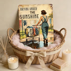 Drying Under The Sunshine Tin Sign Rustic Laundry Room Decor Vintage Metal Wall Art for Farmhouse Kitchen Bathroom 12x8 Inch