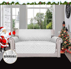 Easy-Going Reversible Loveseat Couch Cover for 2 Cushion Couch Sofa Cover for Dogs Water Resistant Furniture Protector with Foam Sticks Elastic Straps for Pet (Loveseat, White/White)