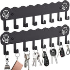 2-Pack Premium Iron Key Holder for Wall – Large Capacity & Multi-Functional, Dual Installation: Wall Mount & Adhesive, 8 Hooks Key Rack for Entryway, Kitchen, Bathroom, Office