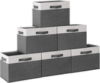 GhvyenntteS 6 Pack Fabric Storage Bins, 15x11x9.6 inch Closet Storage Bins for Shelves with 3 Handles, Foldable Storage Baskets for Shelves, Sturdy Closet Organizers and Storage