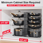 MUDEELA Pots and Pans Organizer Rack under Cabinet 14.55in Height, 8-Tiers Adjustable Pot Rack with 3 DIY Methods, Pot Lid Organizer inside Cabinet for Kitchen Pantry Organization and Storage