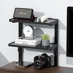 2-Tier Desk Shelf, Expandable Under Desk Storage, Clamp on Desk Shelf, Desktop Accessories for Offices, Study Rooms, and Game Rooms (Black)