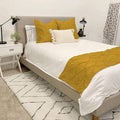 Bed Runner Set - 100% Pure Cotton 800 Thread Count - Luxury 1 Pinch Pleated Bed Runner and 2 Pillow Cover - 3 Piece Pinch Pleated Bed Runner Set California King, Gold