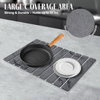 2 PCS Large Stone Dish Drying Mat for Kitchen Counter, 24"×16" Grey Marble Dish Drying Mat with 8"x 4" Coasters, Non - Slip Collapsible Absorbent Stone Dish Drying Mat for Multi - Purpose