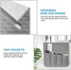 Sofa Armrest Organizer Non-Slip Arm Chair Bedside Caddy Storage Organizer for Recliner Couch with 5 Pockets for Cell Phone TV Remote Control Magazines (LIGHT GRAY)