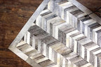 Chevron Pattern Faux Cowhide Area Rug | Non-Slip Leather Carpet for Living Room, Bedroom, and Office | Modern Designer Rug for Home Décor(3x8 ft_Grey)