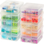 IRIS USA Clear Storage Cases, 10-Pack, |Made in USA|, Plastic Bead Organizing Containers with Snap Lid for Arts, Crafts, Ephemera, Stickers, & Dance Cheer, Clear - Small