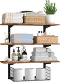 3 Tier Floating Shelf with Storage Baskets, Wall Mounted Bathroom Shelves Over