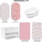 Baby Bassinet Sheets for Baby Boy Girls,4-Pack Fitted Bassinet Sheets Set Compatible with Halo Bassinest Swivel Sleeper,Baby Delight,Angelbliss,32"X16" (Pink Collection)