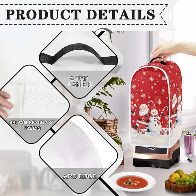 Christmas Blender Cover for Kitchen Cute Food Processor Dust Cover with Handle Decorative Coffee Machine Dust Protector Covers for Kitchen Countertop Christmas Decoration
