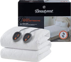 Beautyrest Cotton Blend Heated Mattress Pad Secure Comfort Technology - Luxury Quilted Electric Mattress Pad with Deep Pocket - 5-Setting Heat Controllers, King, White