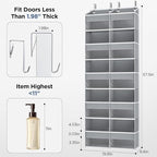 2 Pack 5-Tier Over The Door Organizer with 10 Side Mesh Pockets & Clear Windows, 80 lbs Weight Capacity Hanging Storage for Bathroom, Bedroom, Nursery, Kitchen, Organize Shoes, Diapers(Grey)