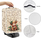 Christmas Coffee Maker Cover, Dustproof Washable Highland Cow Coffee Machine Protector with Handle