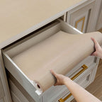 Shelf and Drawer Liner for Kitchen Cabinets Non-Adhesive, Strong Grip Non-Slip Thickened Cabinet Liners for Shelves, Waterproof Mats for Dresser Cupboard, Khaki, 12 in x 20 Feet