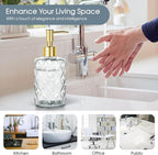 Topsky Glass Soap Dispenser with Plastic Pump,330ml Liquid Hand Soap Dispenser, Rustproof Pump for Kitchen & Bathroom,Great for Lotions,Essential Oil,Liquid Soaps Clear