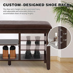 PY HOME & SPORTS Shoe Rack for Entryway 39.4": 2-Tier Shoe Storage Bench, Adjustable/Removable Shelves, Rubberwood Shoe Benches for Hallway, Porch, Bathroom, Brown
