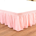 Peach Wrap Around Bed Skirts with 16" Drop - Three Sides Fabric Adjustable Elastic Dust Ruffle Silky Soft -600 TC Stretchy Bed Skirt-Twin XL(39"X 80") Peach