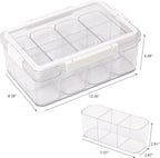 Large Cable Storage Box with Lid, Plastic Power Cords Organizer for Desk Drawer, Clear Home Office Container for Cell Phone Charger, Art Crafts and Stationery